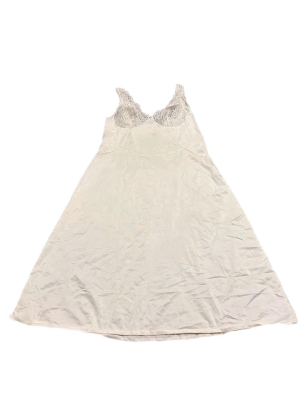 70s/80s European Vintage Triumph Silky Lace Cups Midi Slip Dress (Ivory) Size M